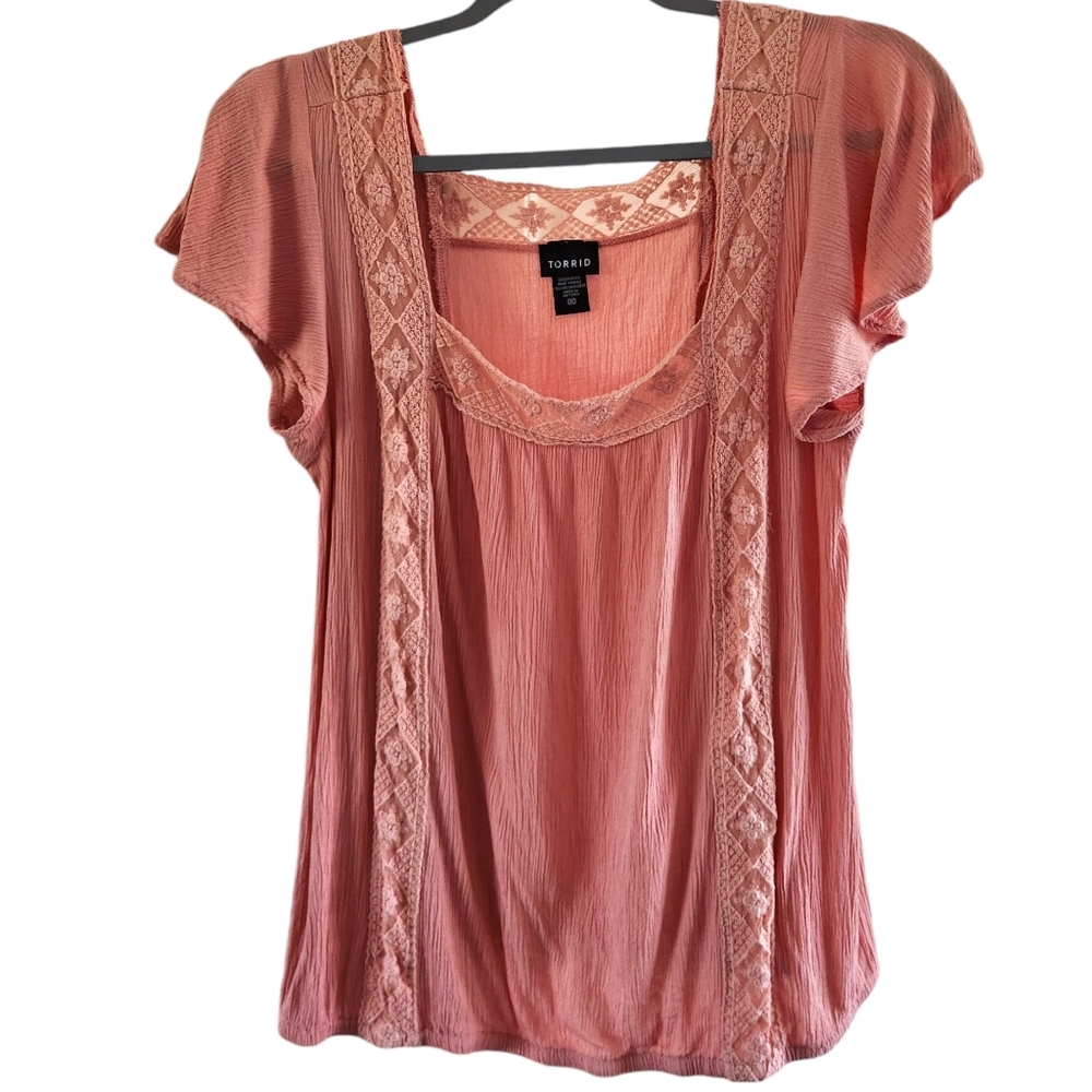 Torrid Dusty Pink Flutter Sleeve Top Size 00 🩷